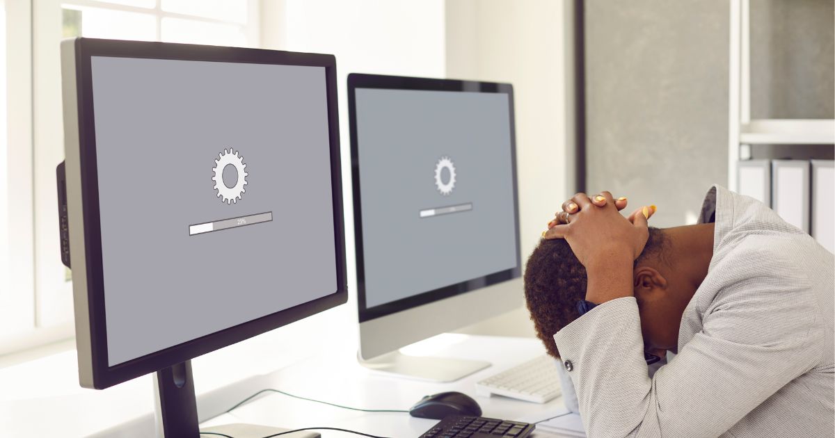 Employee frustrated with slow internet at small business.