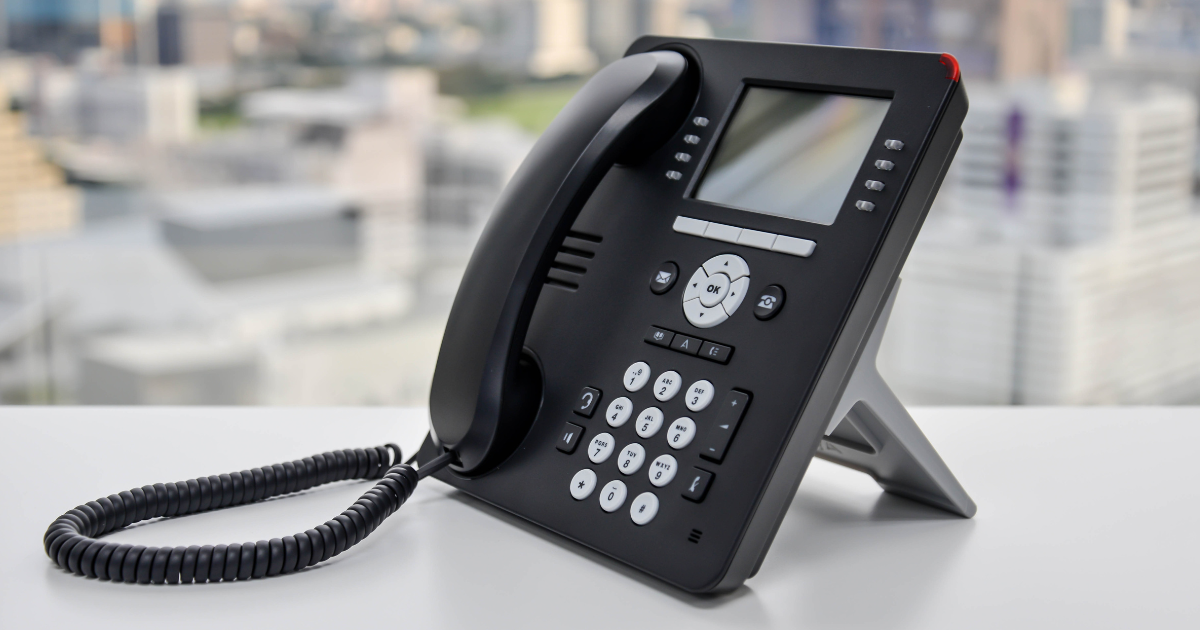 VoIP phone on modern desk