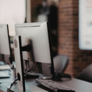 Modern office layout showing structured cabling and multiple data points